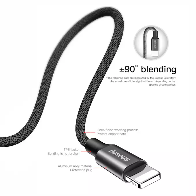 Baseus kabel Yiven USB - Lightning 1,8 m 2A czarny