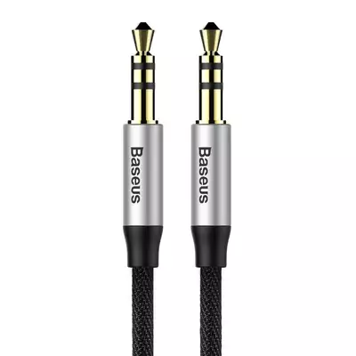 Baseus kabel audio Yiven M30 jack 3,5 mm - jack 3,5 mm 1,0 m srebrno-czarny