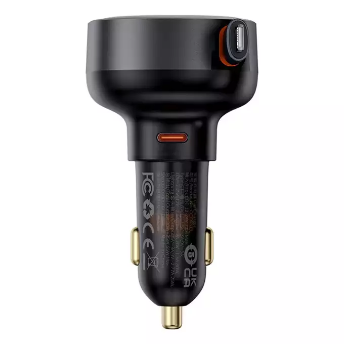 Baseus ładowarka samochodowa Enjoyment Pro Car Charger C+Retractable Type-C Cable 60W czarna