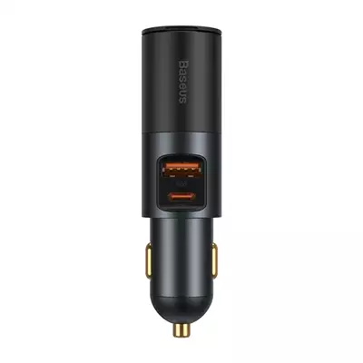 Baseus ładowarka samochodowa Share Together PD 120W 1x USB 1x USB-C szara z gniazdem zapalniczki