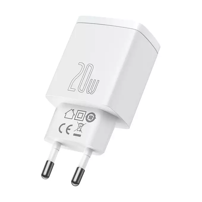 Baseus ładowarka sieciowa Compact PD 20W 1x USB-C 1x USB biała