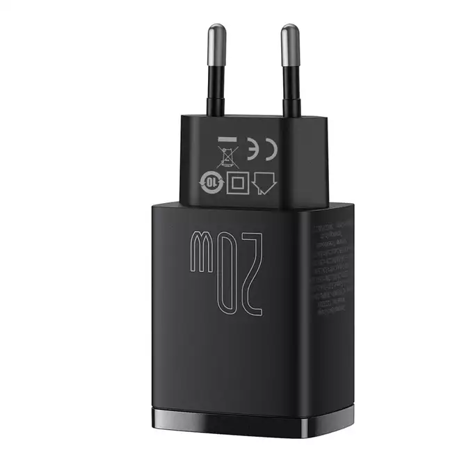 Baseus ładowarka sieciowa Compact PD 20W 1x USB-C 1x USB czarna