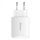 Baseus ładowarka sieciowa Compact PD 30W 1x USB-C 2x USB biała