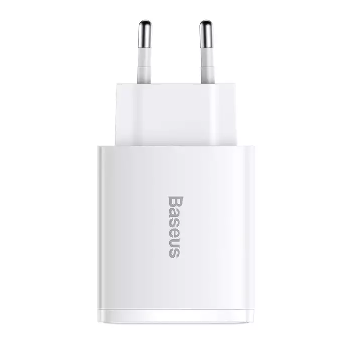 Baseus ładowarka sieciowa Compact PD 30W 1x USB-C 2x USB biała