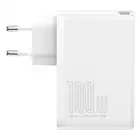 Baseus ładowarka sieciowa GaN2 Pro PD 100W 2x USB-C 2x USB biała