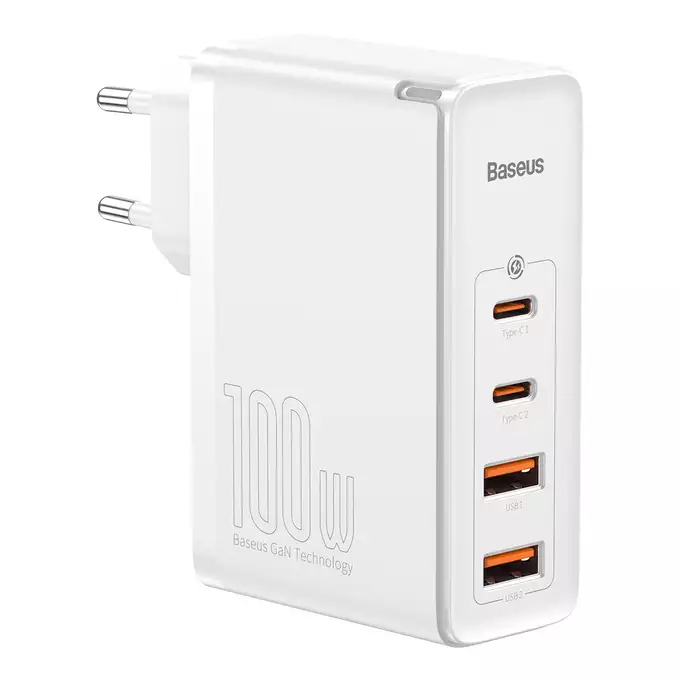 Baseus ładowarka sieciowa GaN2 Pro PD 100W 2x USB-C 2x USB biała