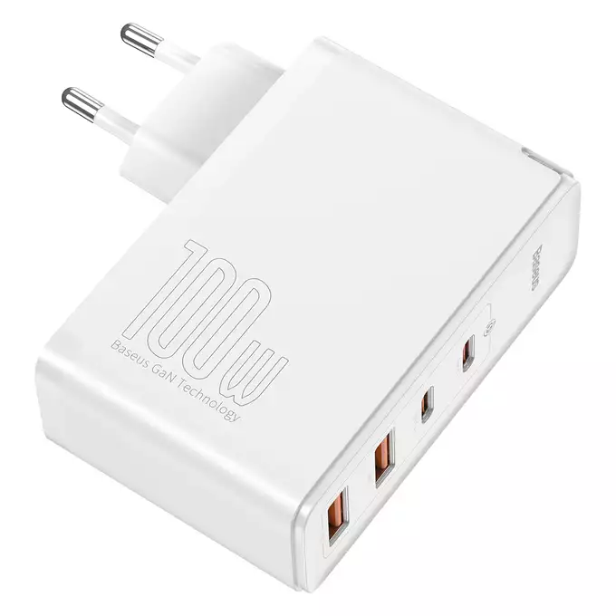 Baseus ładowarka sieciowa GaN2 Pro PD 100W 2x USB-C 2x USB biała