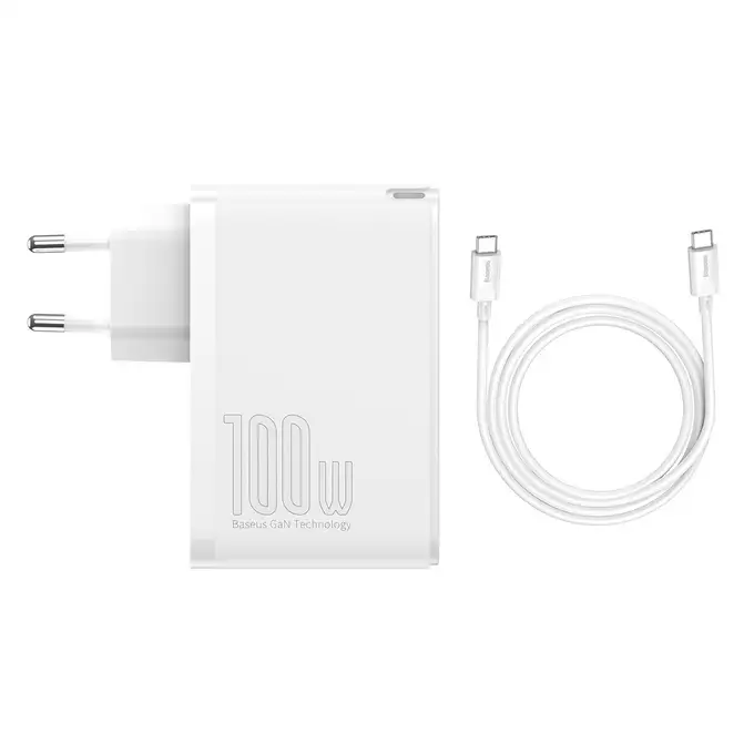 Baseus ładowarka sieciowa GaN2 Pro PD 100W 2x USB-C 2x USB biała