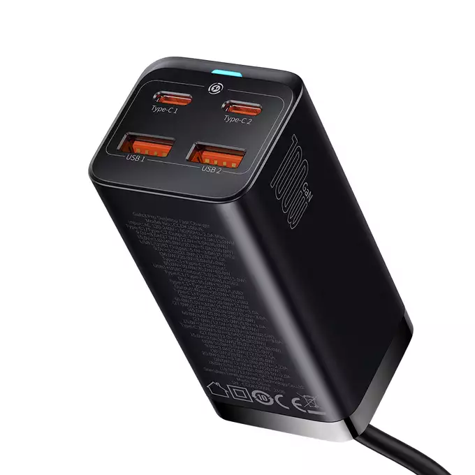 Baseus ładowarka sieciowa GaN3 Pro 100W 2x USB-C 2x USB czarna