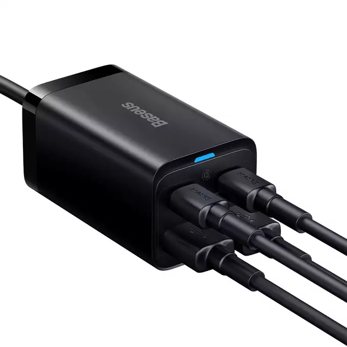 Baseus ładowarka sieciowa GaN3 Pro PD 65W 2x USB-C 2x USB czarna + kabel USB-C - USB-C