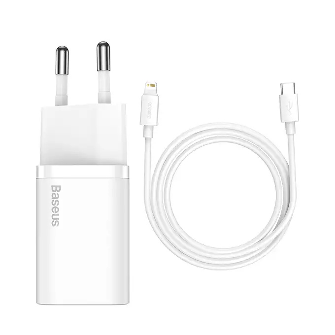 Baseus ładowarka sieciowa Super Si PD 20W 1x USB-C biała + kabel USB-C - Lightning