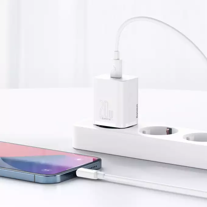 Baseus ładowarka sieciowa Super Si PD 20W 1x USB-C biała + kabel USB-C - Lightning