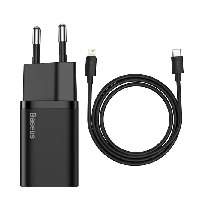 Baseus ładowarka sieciowa Super Si PD 20W 1x USB-C czarna + kabel USB-C - Lightning