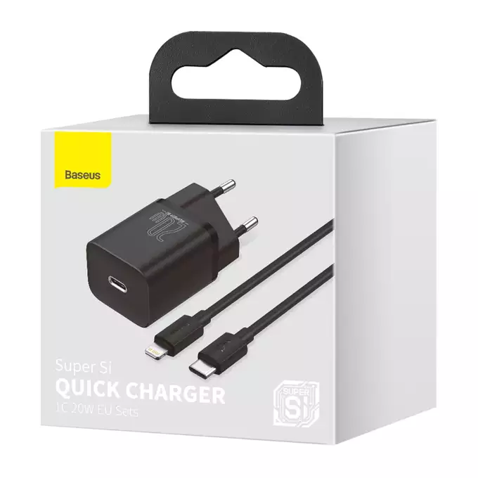 Baseus ładowarka sieciowa Super Si PD 20W 1x USB-C czarna + kabel USB-C - Lightning