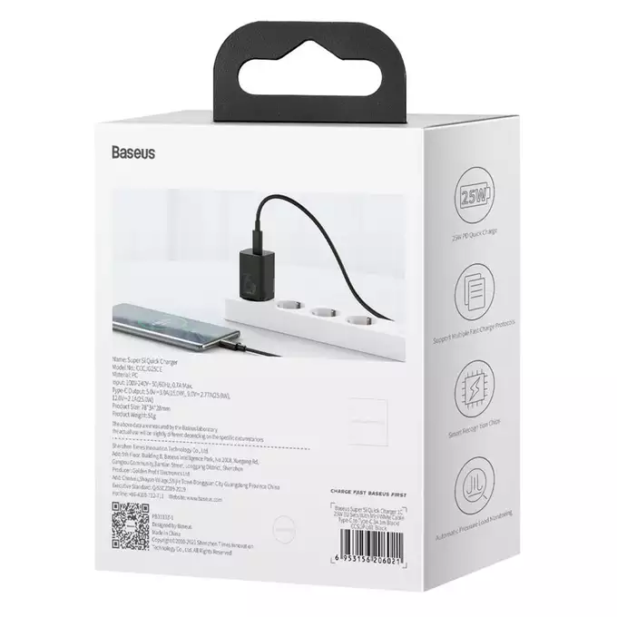 Baseus ładowarka sieciowa Super Si PD 25W 1x USB-C czarna