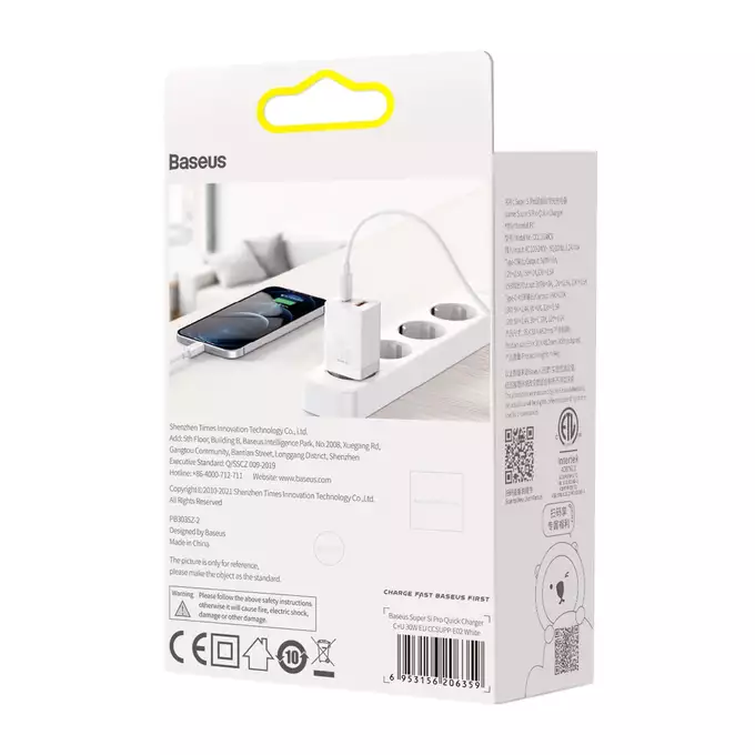 Baseus ładowarka sieciowa Super Si PD 30W 1x USB-C 1x USB biała