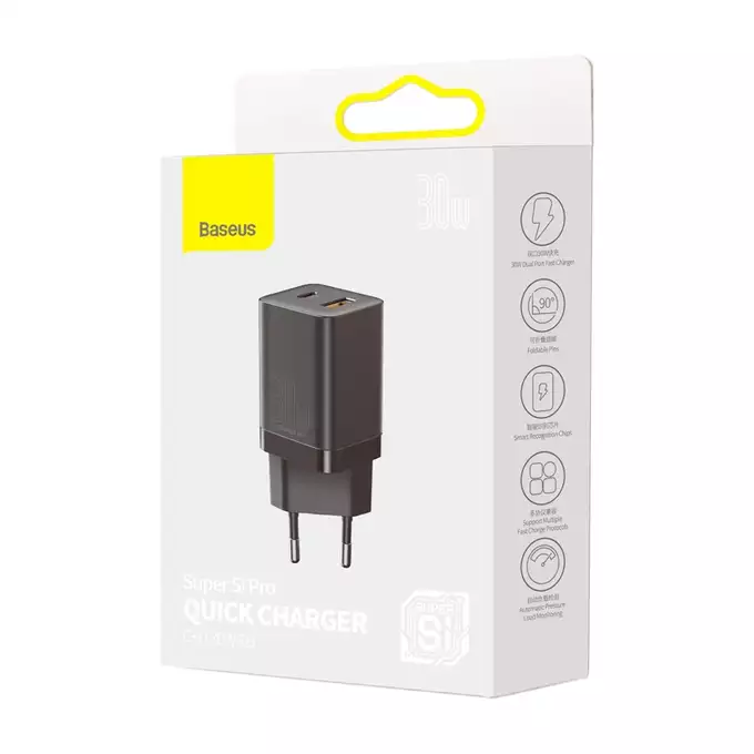 Baseus ładowarka sieciowa Super Si PD 30W 1x USB-C 1x USB czarna