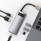 Baseus stacja dokująca Metal Gleam Series 6-in-1 Multifunctional Type-C HUB szara(Type-C to HDMI*1+USB3.0*3+PD*1+RJ45*1)